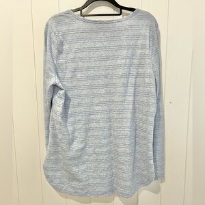 Soft Surroundings striped Tunic top LS size L blue ivory